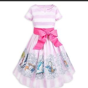 Disney Pink and White Striped Midi Dress